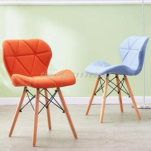 Nordic solid wood dining chair home computer chair simple modern butterfly chair makeup chair backrest stool fabric desk chair