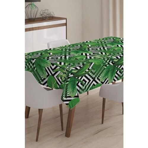 Green Leaf Tablecloth Adorns The Indoor And Outdoor Kitchen And Living Room