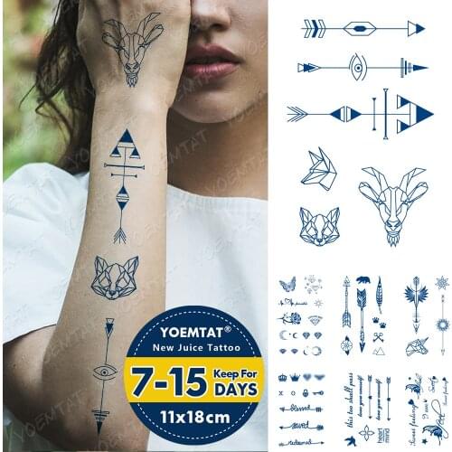 Juice Ink Tattoos Body Art Lasting Waterproof Temporary Tattoo Sticker Arrow Animal Tatoo Arm Fake Mini Text Word Tatto Women