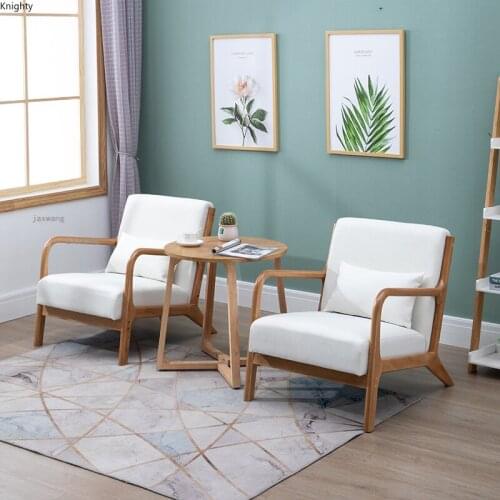 Modern Solid Wood Fabric Living Room Sofas Lazy Chairs Nordic Single Sofa Chair Bedroom Leisure Room Sofa Furniture L