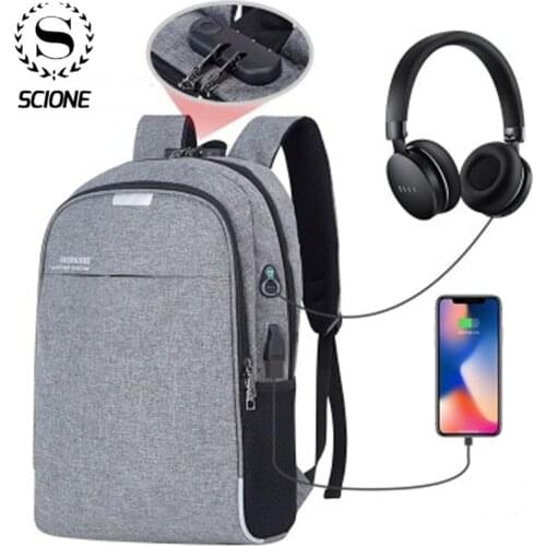 Scione Anti-theft Bag Men Laptop Rucksack Travel Backpack Men Large Capacity Business USB College Student Bag dropshipping