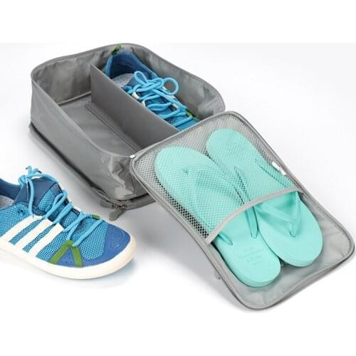 Portable Travel Accessories Ultralight Nylon Waterproof Three Grid Shoes Storage Bag Men and Women Travel Organizer Pouch Bags