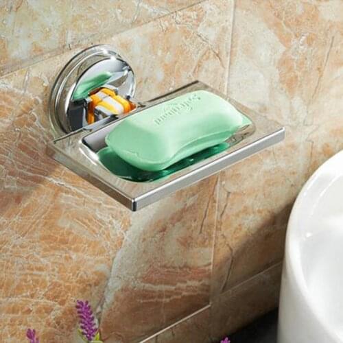 Bathroom Plastic Soap Holder Vacuum Suction Cup Cup Box Dish Soap Storage Saver Shower Tray Bathroom Accessories