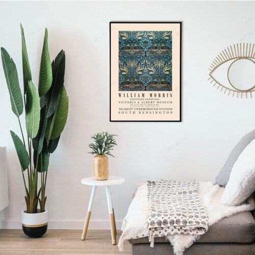 William Morris Print UK, Exhibition poster Victoria and Albert Museum London,strawberry thieves pattern Flower poster Wall Art