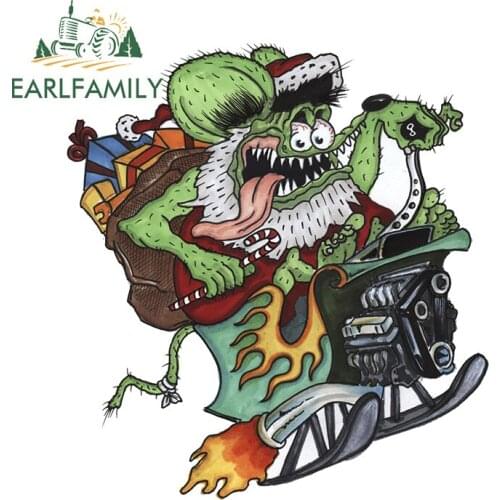 EARLFAMILY 13cm x 12cm for RAT FINK Scratch-Proof Car Sticker Graffiti Vinyl Car Wrap Motorcycle Scratch-Proof ATV Decoration