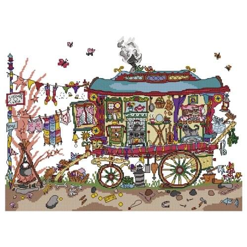 Top Quality lovely counted cross stitch kit bothy threads house car camper, touring car