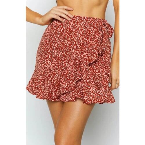 Lady Irregular Skirt Fashion Women Summer Ruffle High Waist Bow Tie Short Skirt A-Line Pleated Boho Beach Skirts Outfit