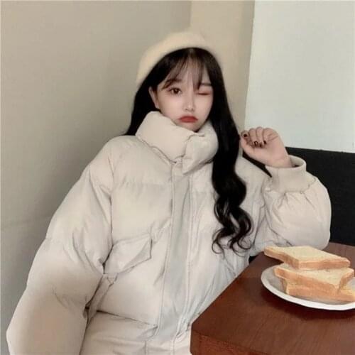 Ladies Coat Cotton 2021 Winter Thicker Zipper Loose Bread Coats Cotton BF Jacket Padded Outerwear Pie Overcomes