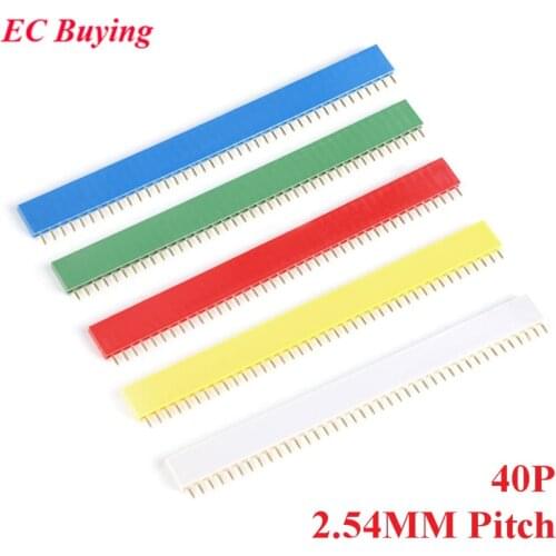 10pcs 2.54MM Pitch 1X40 Pin Single Row Straight Female Header Strip Connector Socket 140 40p 40PIN 40 PIN 1*40P PCB For Arduino