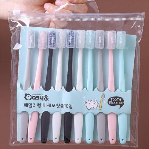 10Pcs Pack Candy Colors Toothbrush Teeth Whitening Soft Wood Bristles Color Mix Bamboo Handle Eco-Friendly Oral Care