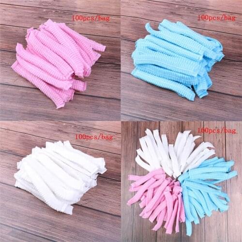 100PCS/Pack Elastic Disposable Cap Hat Dust-proof Strip Hood Beauty Salon Cap Protection Cap Bathroom Waterproof Supplies Gadget