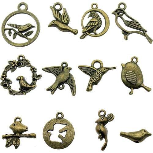 20pcs Antique Bronze Color Birds Charm Pendants Jewelry Accessories Flying Birds Charms For Jewelry Making