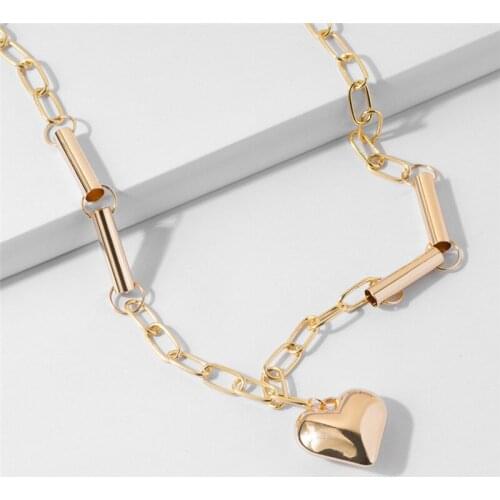 2020 New Fashion Heart Pendant Necklace for Women Elegant Gold Silver Color INS Charm Chain Necklace Jewelry Gift
