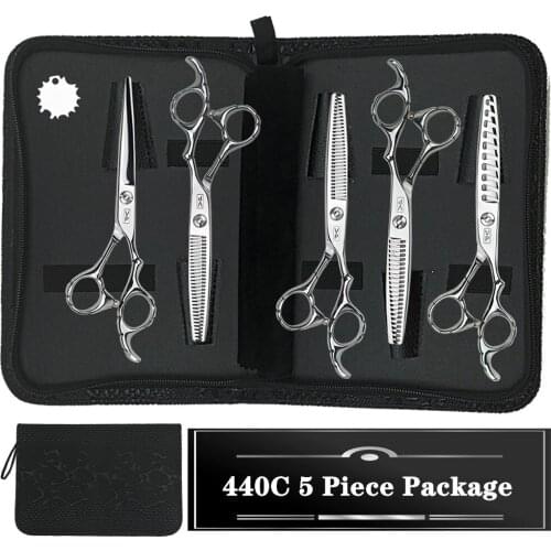 440C 6'' Hair Scissors Cutting Professional Barber Hair Scissors Salon Thinning Scissors Hairdressing Scissors Barbershop Set
