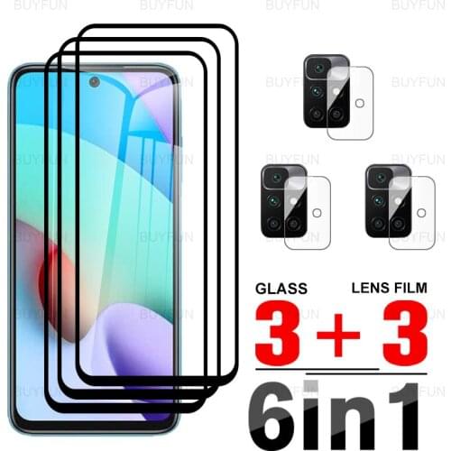 6in1 Screen Protector For Xiaomi Redmi 10 6.5inch Black edge tempered glass for xiaomi xioami xaiomi redmi 10 camera lens film