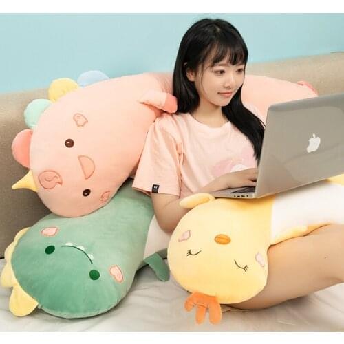 75/95/125cm Lovely Dinosaur Penguin Husky Unicorn Kawaii Long Pillow Stuffed Soft Animal Dolls Sleeping Pregnant Baby Kids Toys