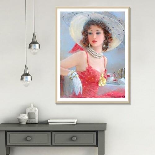 Diamond Painting Beauty Portrait 5D DIY Full Diamond Embroidery Cross Stitch Kit Home Decoration