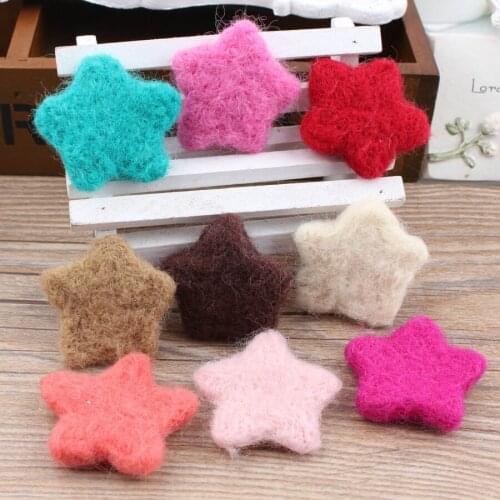 Free Shipping 20PCS Assorted Color Kawaii Cute Stars Wool Felt Button Sticker Patch for Girls Hair Jewelry Bow Center DIY