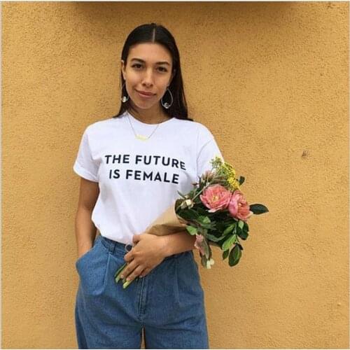 BKLD Funny Letter Print THE FUTURE IS FEMALE Tees 2017 Summer Style All-match Short Sleeve O-neck Cotton T-shirt Plus Size S-3XL