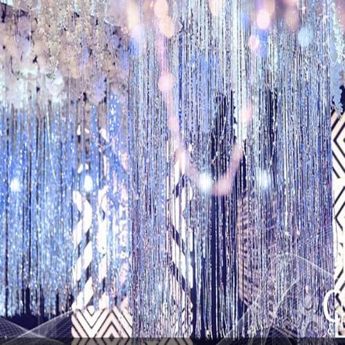 Rose Gold Metallic Foil Tinsel streamer curtains Door Rain Home Room Wedding Party Deco Stage Backdrop Background Photo Props