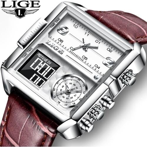 Relogio Masculino 2021 New Casual Leather Mens Watches Top Brand Luxury Quartz Watch For Men Waterproof Electronic Digital Clock