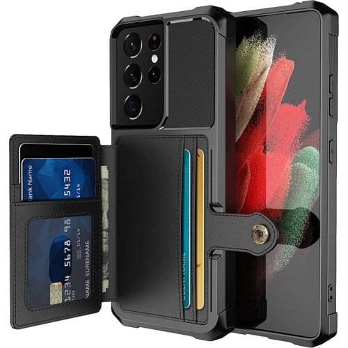 Card Holders Wallet Case for Samsung S21 Ultra S20 S10 S9 Plus Note 20 10 9 Car Magnetic PU Leather Case Shockproof Phone Cover