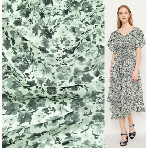 Black and white mini floral print pure silk georgette gauze silk fabric,SCG547