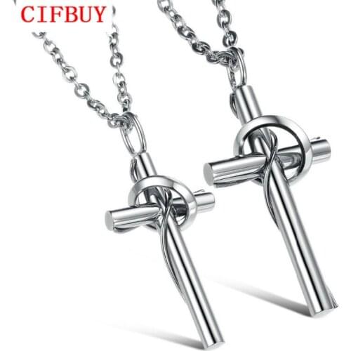 CIFBUY JEWELRY Free Box Classic Stainless Steel Cross Necklace High Polish Fashion Jewelry wholesale/ retail, 520