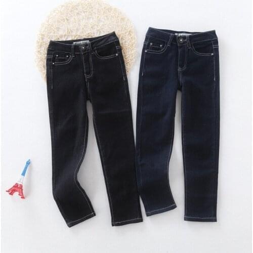 BBD Kids Jeans Girls Pants Embroidered Cotton Light Slim Straight Solid Trousers Infants 4 5 6 Years Clothes Special Offer
