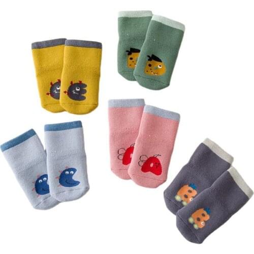 Baby Floor Socks Padded Warm Terry Non-slip Toddler Socks Childrens Letters Cool Thick-soled Indoor Socks