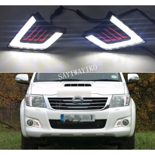 For Toyota Hilux Vigo 2012 2013 2014 With Chromed Or Black Cover Waterproof ABS 12V Car DRL LED Daytime Running Light
