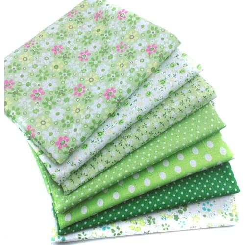 Cotton Fabric,7Pcs/Lot, Plain Green Plain Cotton Quilted Fabric Sets,Fabrics for Diy Patchwork Sewing,Tissue,Toy,Cloth-50x50cm