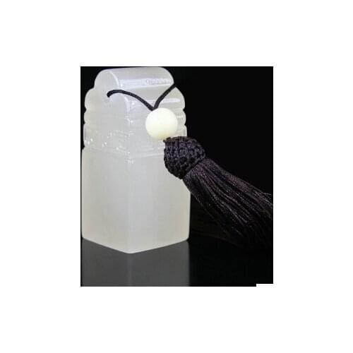 Chinese Traditional Carving Seal Sculpture Stone White Jade DIY Seal Art Craft