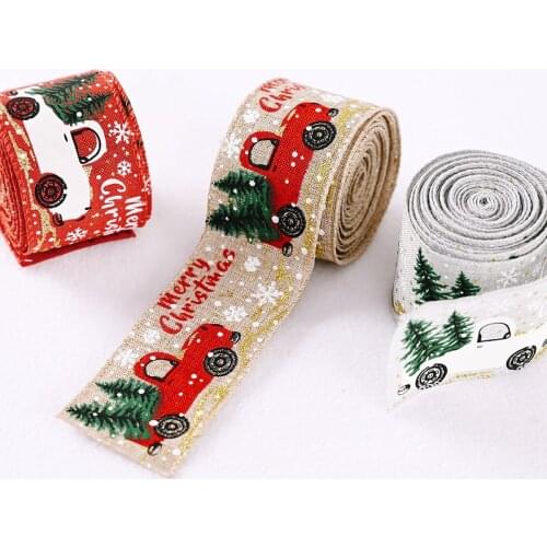 Classic Christmas DIY Ribbon Printed Burlap Ribbons For Gift Wrapping Wedding Decor Hair Bows Christmas Tree Ribbon Wreath Bows