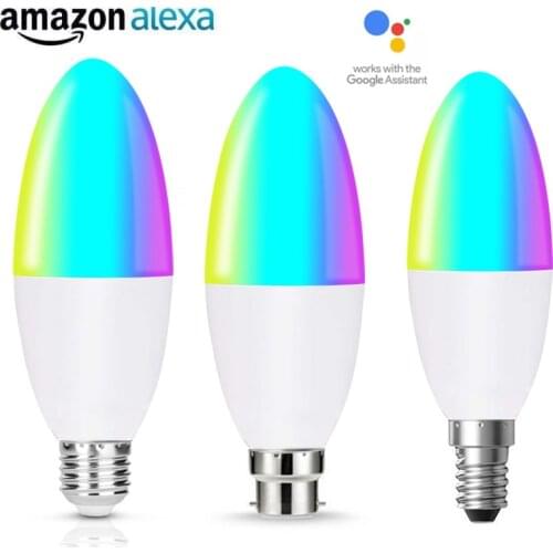 Smart LED Candle Bulb WIFI Lamp 6W AC85-265V E27 E14 B22 E26 Dimmable Light APP Smart Life Work With Alexa Google Home