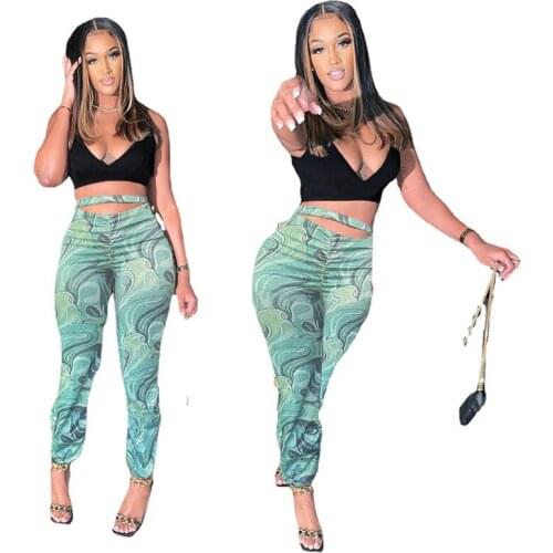 Summer New Style Womens Sexy Retro Printing Straight Casual Trousers