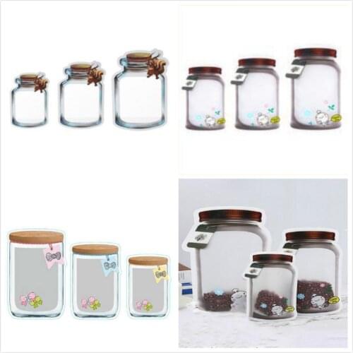 Mason Jar Zipper Bag Reusable Airtight Seal Food Storage Bag Leakproof Saver Bag 3-Size Nut Candy Cookies Bag For Travel Camping
