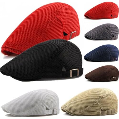 Fashion French Style Men Women Visors Flat Cap Mesh Summer Golf Driving Sun Beret Cabbie hat Breathable Hat