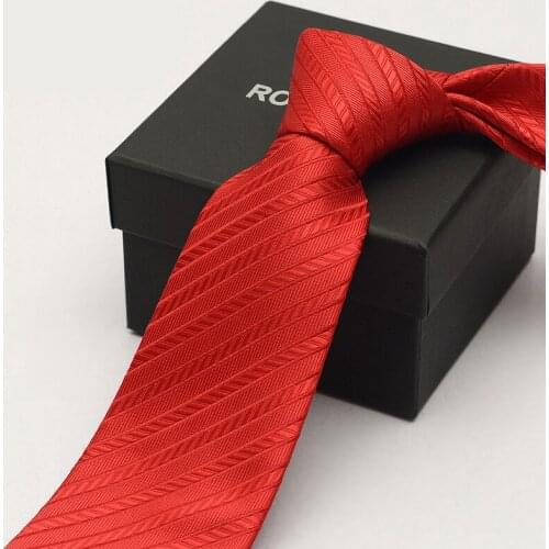 Red Striped Formal Ties for Men Designer Fashion 8cm Business Necktie Male Profession Wear Office Work Corbatas Gravata Gift BOX
