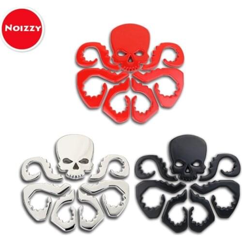 Noizzy Hydra Skull Logo Ho Car Sticker 100% 3D Metal Auto Emblem Red Badge Black Chrome Automobile Motorcycle Tuning Car Styling