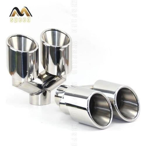 New 1 pair Automotive exhaust tail pipe General exhaust pipe Stainless steel Double out exhaust muffler tail port crimping