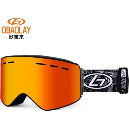 OBAOLAY Cross Border New Magnet Ski Glasses Double Layer Anti Fog Adult Cylindrical Magnet Ski Glasses Outdoor Skiing Equipment