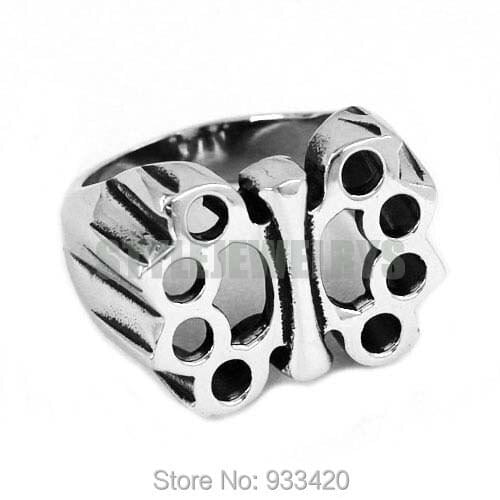 Free Shipping! New Design Boxing Glove Ring Stainless Steel Jewelry Fashion Butterfly Shape Motor Biker Ring Wholesale SWR0437B