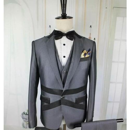 New design Dark Gray made tuxedos for men groom suit mens suits with pants wedding suits Business suits for men foaml dress tern