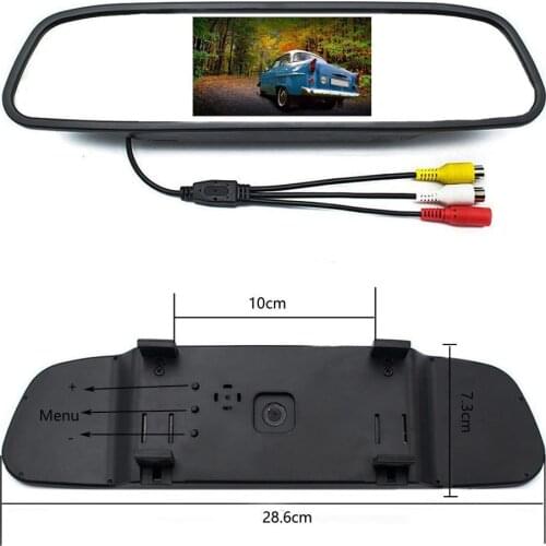 OTERLEEK 4.3 Inch 2 Video Input With EU License Plate Foldable Car Monitor TFT-LCD HD Cameras Reverse Camera Parking System