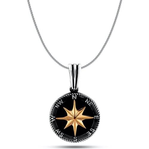 Steling Silver Compass Pendant For Men and Women Necklace Handmade Silver Necklace Gifts For Him