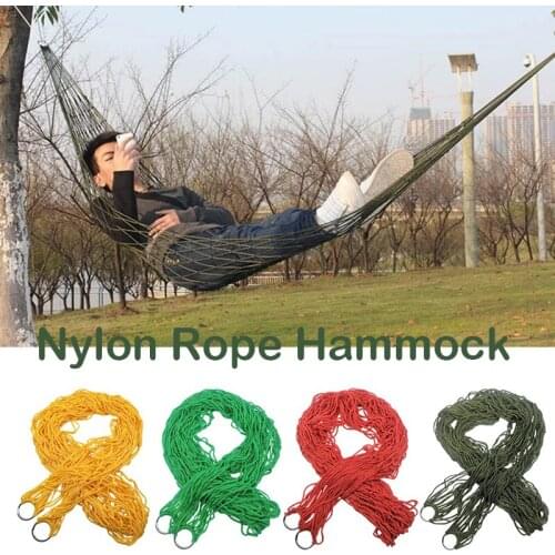 Portable Nylon Mesh Hammock Hanging Bed Net Swing Sleeping Camping Travel Hammocks Outdoor Patio Porch Garden Supplies