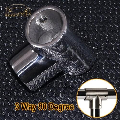Reamocea 3-Way 90 Degree Tee Stainless Steel Corner Pipe Rail Fitting Tube Connector Side Outlet Elbow 25mm /1" for Boat Marine