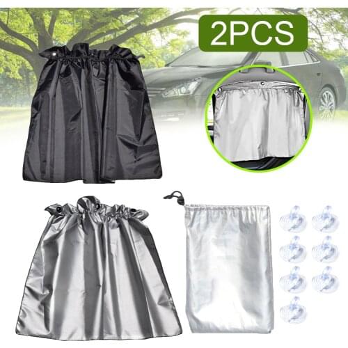 New 190T silver-plated cloth car anti-ultraviolet sunshade suction cup fixed car sunshade silver-plated double-sided sunscreen
