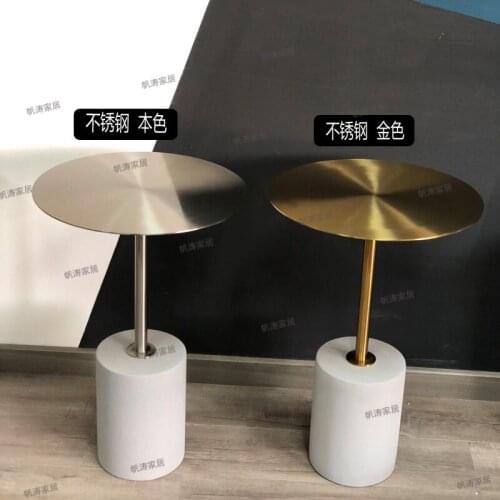 Modern minimalist milk tea shop cement side table coffee table industrial designer stainless steel balcony ins wind small round